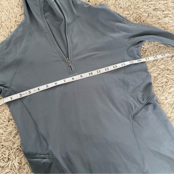 Lululemon Warm Stabilizer 1/2 Zip Hoodie Blue Charcoal Sz 2 Rulu Running - Picture 8 of 13